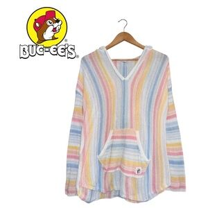 BUC-EE’S Baja Stripe Hoodie Boho Whimsical Festival Flowy Beach Athleisure Sz M